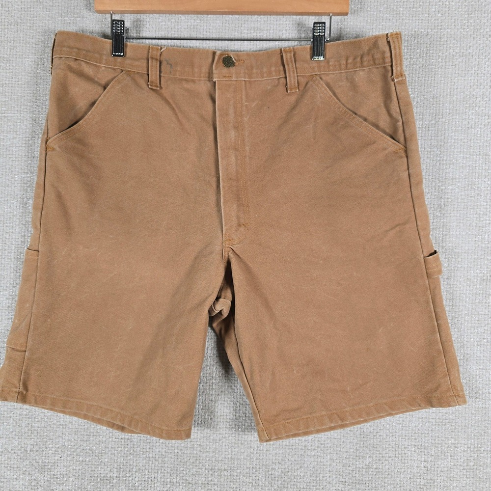 Stan Ray USA Vintage Workwear Brown Canvas Carpenter Shorts Mens 36 Distressed